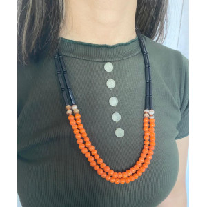  Orange and black double strand necklace - Annie Sakhamo